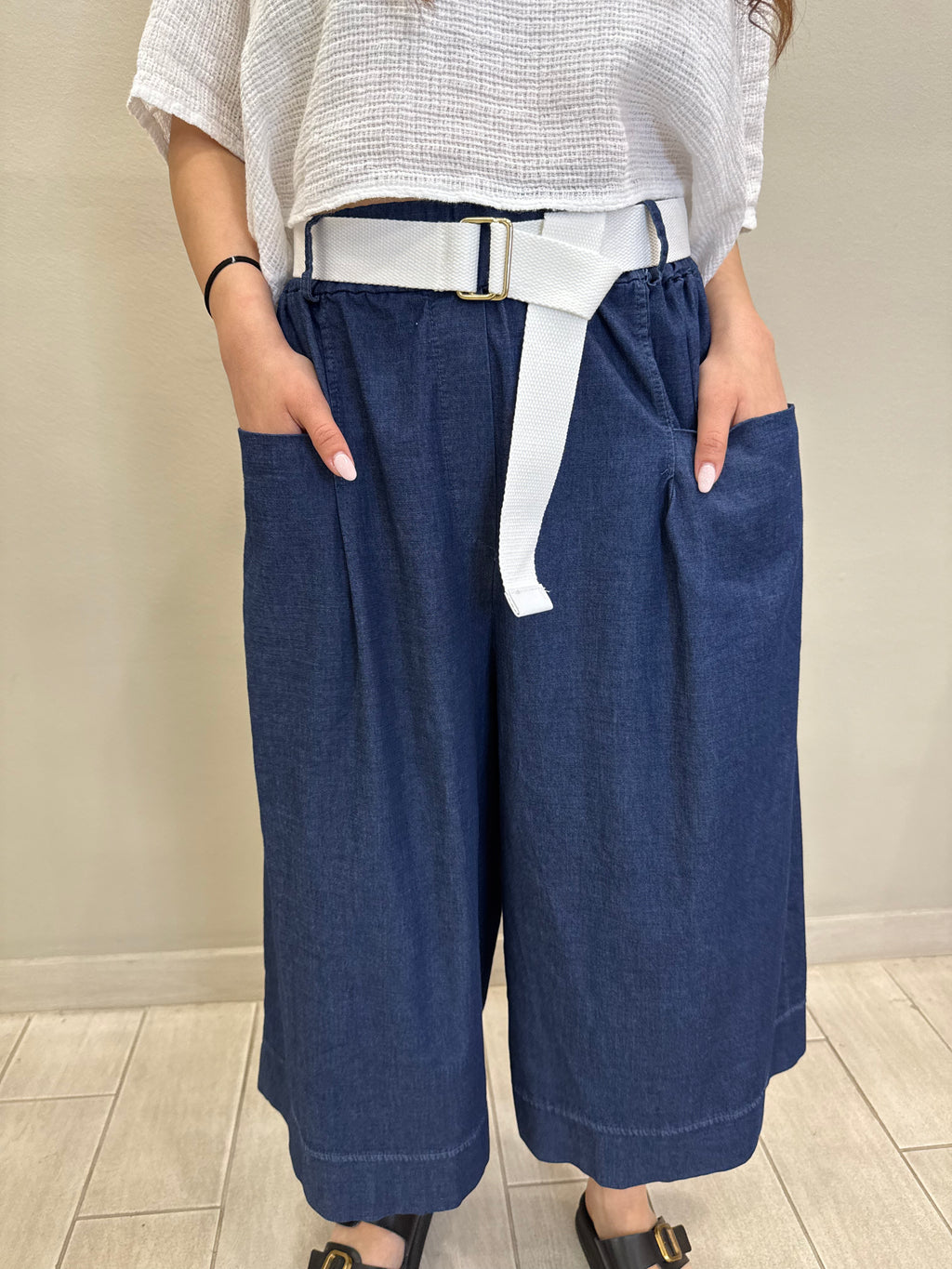 Jean zip culottes